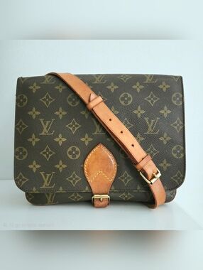 Authentic LOUIS VUITTON LV Cartpuchiere GM Vintage Satchel Crossbody Shoulder